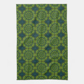 Abstracte Hippie Green & Navy Blue Flowers Ethnic Theedoek (Verticaal)