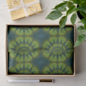 Abstracte Hippie Green & Navy Blue Flowers Ethnic Tissuepapier (Geschenk)