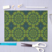 Abstracte Hippie Green & Navy Blue Flowers Ethnic Tissuepapier (Craft)