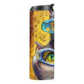 Abstracte Hippie Joined Cats Wearing Glasses Thermosbeker (Gedraaid links)