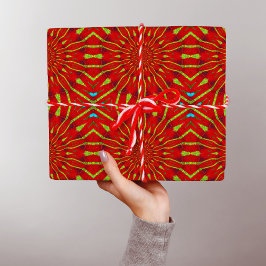 Abstracte Hippie Red en gele stammen uit etnische  Cadeaupapier