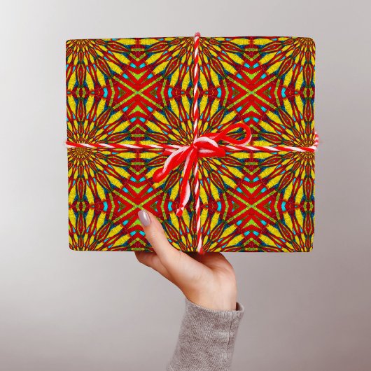 Abstracte Hippie Red en gele stammen uit etnische  Cadeaupapier