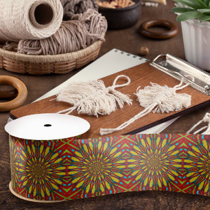 Abstracte Hippie Red en gele stammen uit etnische  Satijnen Lint