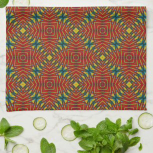 Abstracte Hippie Red en gele stammen uit etnische  Theedoek