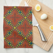 Abstracte Hippie Red en gele stammen uit etnische  Theedoek (Quarter Fold)