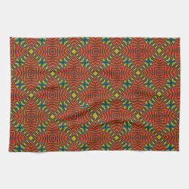 Abstracte Hippie Red en gele stammen uit etnische  Theedoek