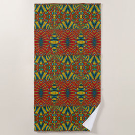 Abstracte hippie Red Yellow Blue Ethnic Trippy Strandlaken