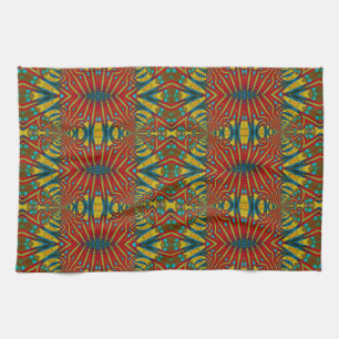 Abstracte hippie Red Yellow Blue Ethnic Trippy Theedoek