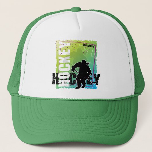 Abstracte Hockey (vrouw) Trucker Pet (Voorkant)