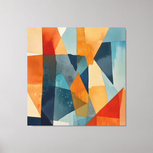 Abstracte hoeken van blauw en Sinaasappel Canvas Afdruk (Voorkant)