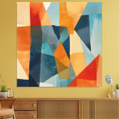 Abstracte hoeken van blauw en Sinaasappel Canvas Afdruk (Insitu (Woonkamer))