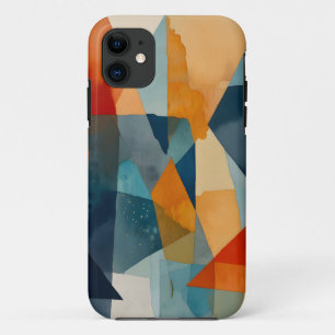 Abstracte hoeken van blauw en Sinaasappel Case-Mate iPhone Case