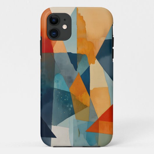 Abstracte hoeken van blauw en Sinaasappel Case-Mate iPhone Case (Achterkant)
