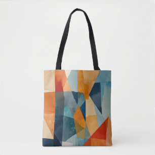 Abstracte hoeken van blauw en Sinaasappel Tote Bag