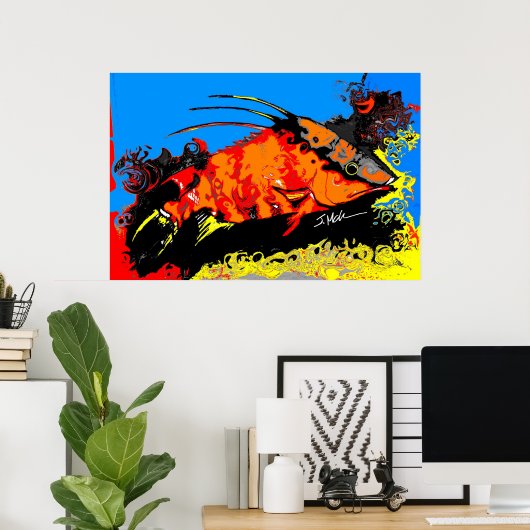 Abstracte hogvis poster (Thuiskantoor)