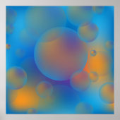 Abstracte holografische blauwe Oranje gradiënt bub Poster (Voorkant)