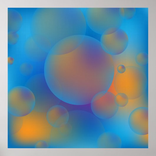 Abstracte holografische blauwe Oranje gradiënt bub Poster (Voorkant)