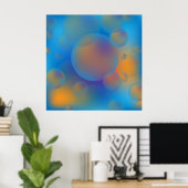 Abstracte holografische blauwe Oranje gradiënt bub Poster (Thuiskantoor)