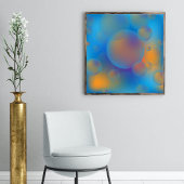 Abstracte holografische blauwe Oranje gradiënt bub Poster