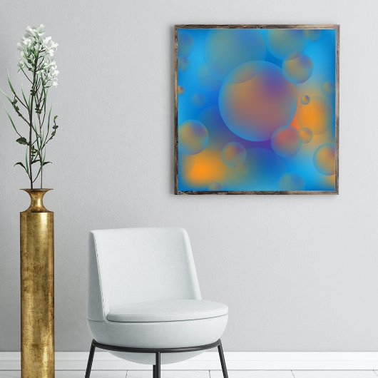 Abstracte holografische blauwe Oranje gradiënt bub Poster