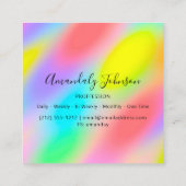 Abstracte Holografische Rainbow Geometry Square Vierkante Visitekaartje (Achterkant)