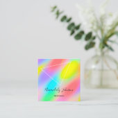 Abstracte Holografische Rainbow Geometry Square Vierkante Visitekaartje (Staand voorkant)