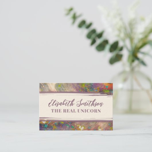 Abstracte holografische regenboog roze gouden vrou visitekaartje (Staand voorkant)