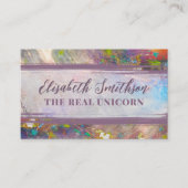 Abstracte Holografische Regenboog Roze Gouden Vrou Visitekaartje (Voorkant)