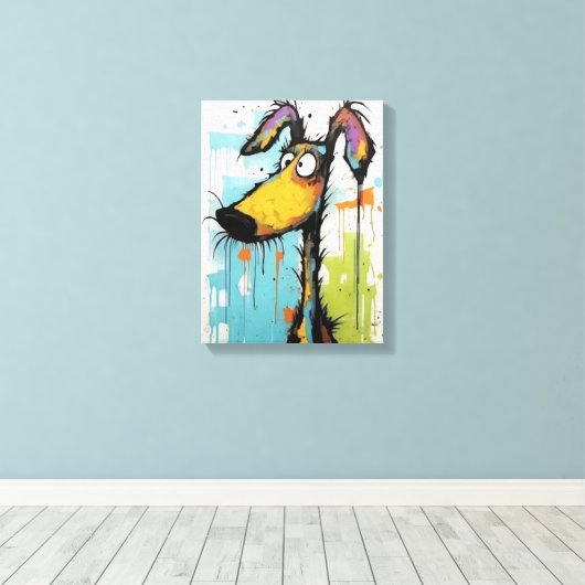 Abstracte Hond Houten Ingelijste Canvas Print (Insitu (Houten vloer))