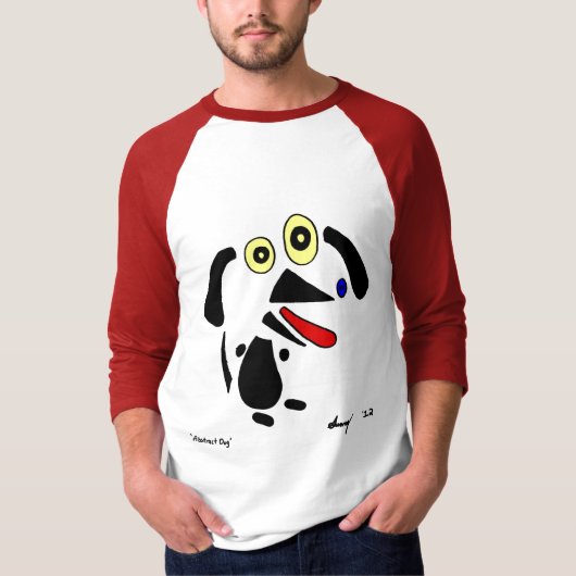 Abstracte hond Mannen Raglan T-Shirt (Voorkant)
