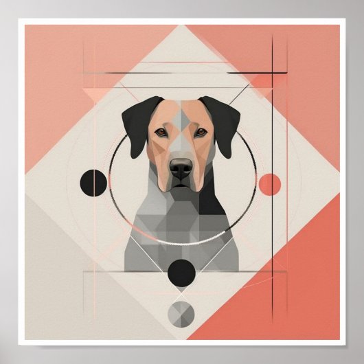 Abstracte Hond Minimalistische Poster (Voorkant)