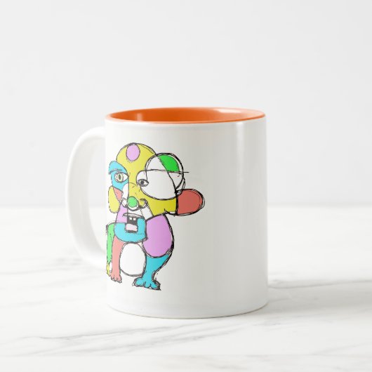 Abstracte hond-Mok uit Denis Gaston Art Tweekleurige Koffiemok (Voorkant links)