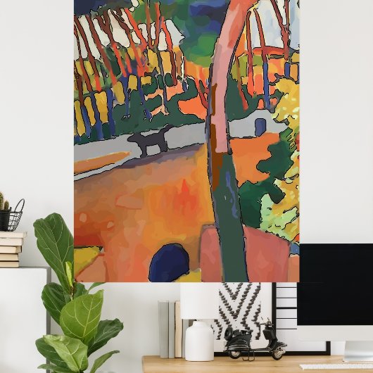 Abstracte hond op brug poster (Thuiskantoor)