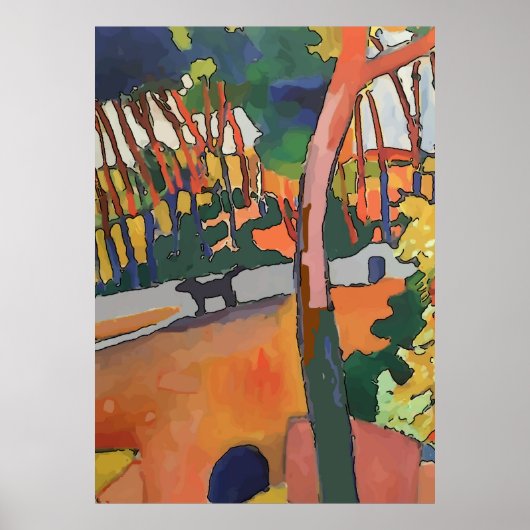 Abstracte hond op brug poster (Voorkant)