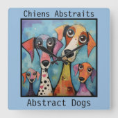Abstracte honden blauw vierkante klok (Voorkant)