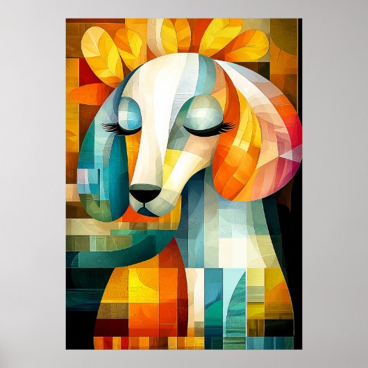 Abstracte Honden Kunst - Geometrisch Dierendesign Poster (Voorkant)