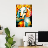 Abstracte Honden Kunst - Geometrisch Dierendesign Poster (Thuiskantoor)