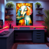 Abstracte Honden Kunst - Geometrisch Dierendesign Poster