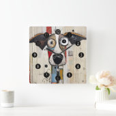 Abstracte hondengrootooghond vierkante klok (Huis)