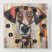 Abstracte hondengrootooghond vierkante klok (Voorkant)