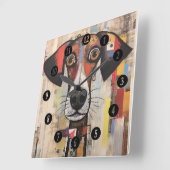 Abstracte hondengrootooghond vierkante klok (Hoek)