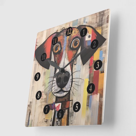 Abstracte hondengrootooghond vierkante klok (Hoek)