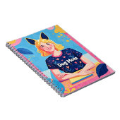 Abstracte hondenmoeder in roze blauw notitieboek (Rechterzijde)