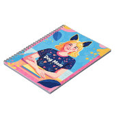 Abstracte hondenmoeder in roze blauw notitieboek (Linkerzijde)