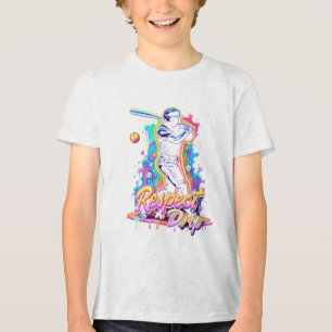 Abstracte honkbalknuppelende silhouet respect Tri-Blend shirt