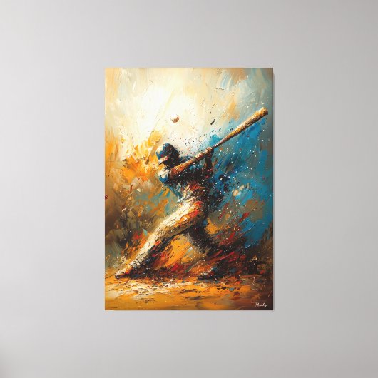 Abstracte honkbalspeler - Dynamic Sports Art Canvas Afdruk (Voorkant)