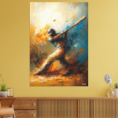 Abstracte honkbalspeler - Dynamic Sports Art Canvas Afdruk (Insitu (Woonkamer))
