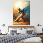 Abstracte honkbalspeler - Dynamic Sports Art Canvas Afdruk (Insitu (Slaapkamer))