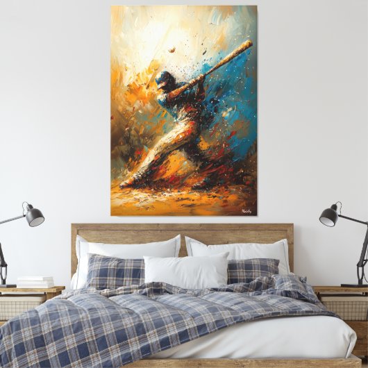 Abstracte honkbalspeler - Dynamic Sports Art Canvas Afdruk (Insitu (Slaapkamer))