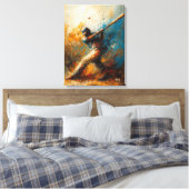 Abstracte honkbalspeler - Dynamische sportkunst Canvas Afdruk (Insitu (Slaapkamer))